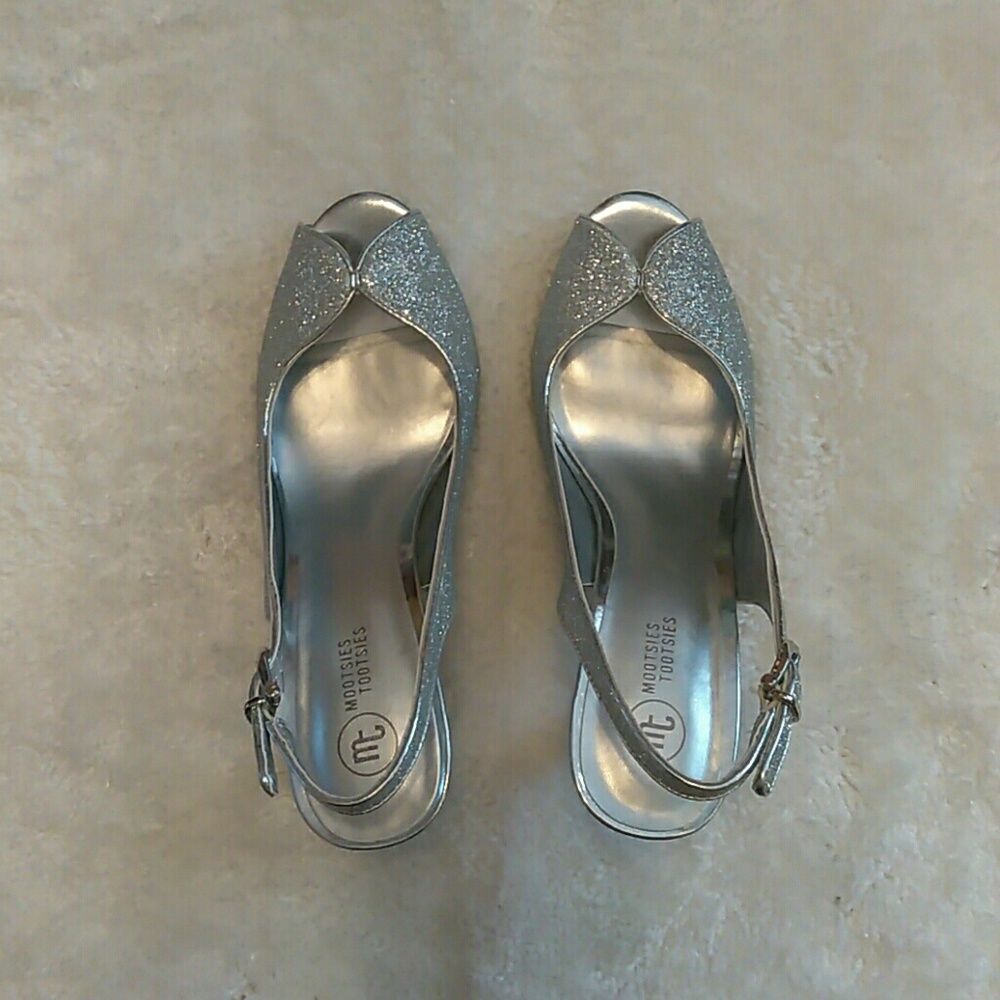 SILVER Glitter Peep Toe